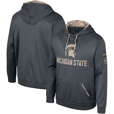 Men's Colosseum Charcoal Michigan State Spartans OHT Military Appreciation Pullover Hoodie