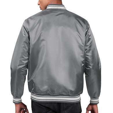 Men's Starter Gray Los Angeles Chargers Locker Room Satin Varsity Full-Snap Jacket