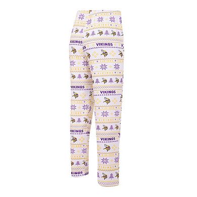 Men's Concepts Sport White/Purple Minnesota Vikings Tinsel Raglan Long Sleeve T-Shirt & Pants Sleep Set