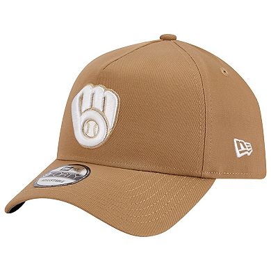 Men's New Era Khaki Milwaukee Brewers A-Frame 9FORTY Adjustable Hat