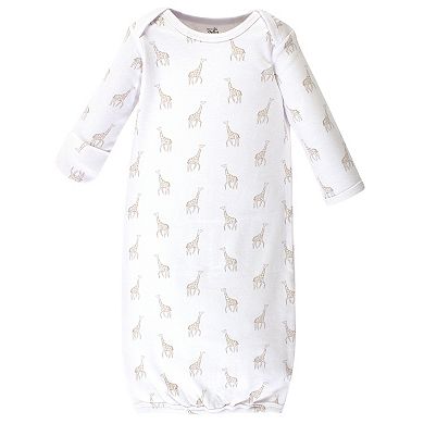 Touched by Nature Baby Organic Cotton Long-Sleeve Gowns 3pk, Little Giraffe, 0-6 Months