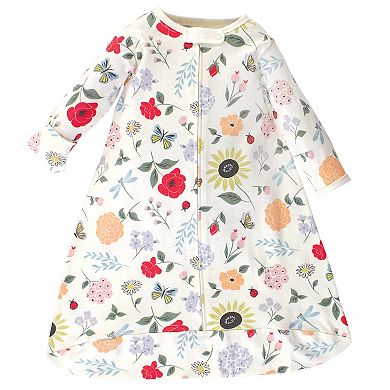 Touched by Nature Baby Girl Organic Cotton Long-Sleeve Wearable Sleeping Bag, Sack, Blanket, Flutter Garden