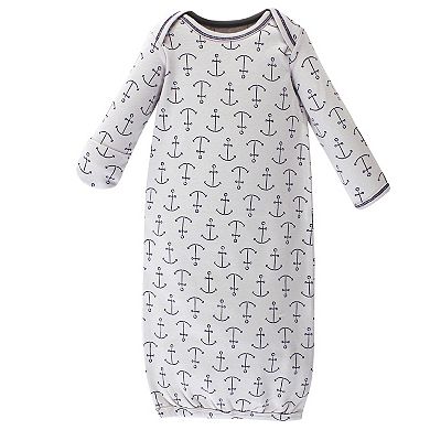 Touched by Nature Baby Organic Cotton Long-Sleeve Gowns 3pk, Blue Whale, 0-6 Months