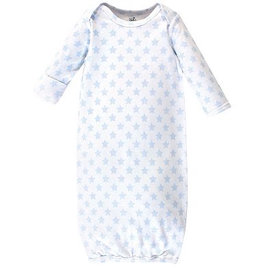 Touched by Nature Baby Organic Cotton Long-Sleeve Gowns 3pk, Blue Constellation, 0-6 Months