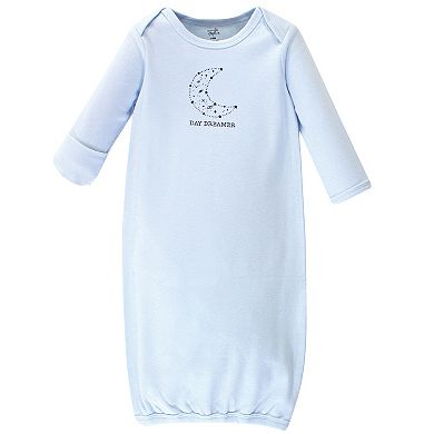 Touched by Nature Baby Organic Cotton Long-Sleeve Gowns 3pk, Blue Constellation, 0-6 Months
