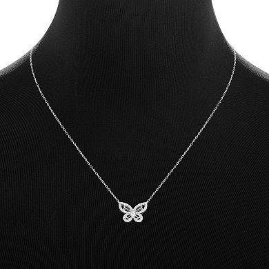 PRIMROSE 18K Gold Plated Pave Cubic Zirconia Filigree Butterfly Necklace