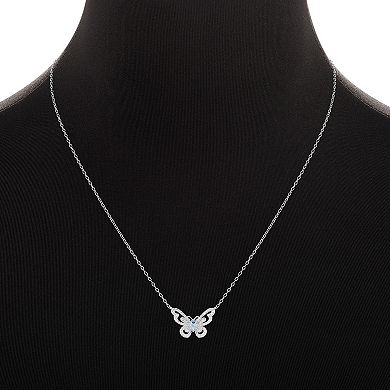 PRIMROSE Sterling Silver Cubic Zirconia Butterfly Pendant Necklace