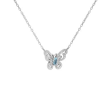 PRIMROSE Sterling Silver Cubic Zirconia Butterfly Pendant Necklace