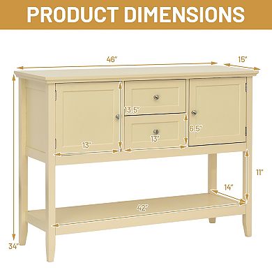 Wooden Sideboard Buffet Console Table with Drawers and Storage