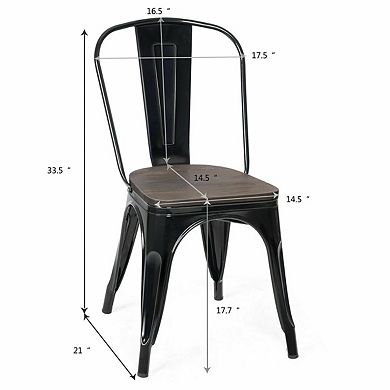 Set of 4 Stackable Style Metal Wood Dining Chair