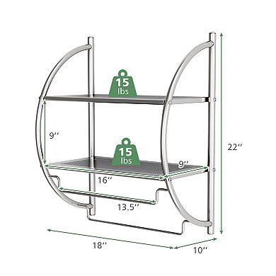 2-Tier Wall Mount Shower Organizer Towel Storage Rack