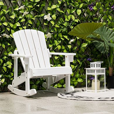 Outdoor Wooden Kid Adirondack Rocking Chair with Slatted Seat