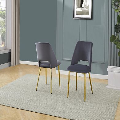 Best Quality Furniture Upholstered Dining Chair with Gold Accent Legs (Set of 2)