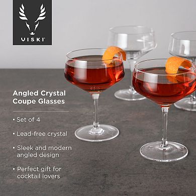 Angled Crystal Coupe Glasses (Set of 4) by Viski