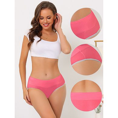 Women's Elastic Waist Athletic Color-Block Underwears, Available in Plus Size