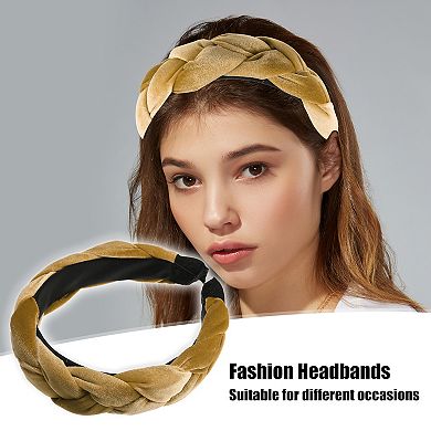 Thick Braided Velvet Headband Hairband for Women 1.2 Inch Wide