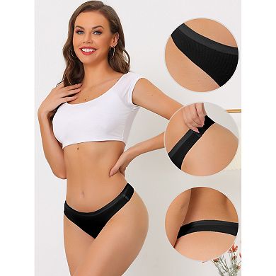 Women's Thongs Ribbed Unlined No-Show Breathable Laser Cut Low-Rised Underwears