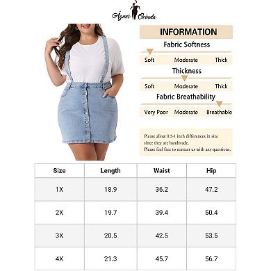 Plus Size Suspender Skirt For Women Adjustable Strap Cross Back Mini A-line Denim Skirts