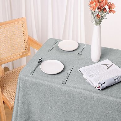 Rectangle Cotton Linen Waterproof Spillproof Wrinkle Free Table Cover 1 Pc, 55" X 95"