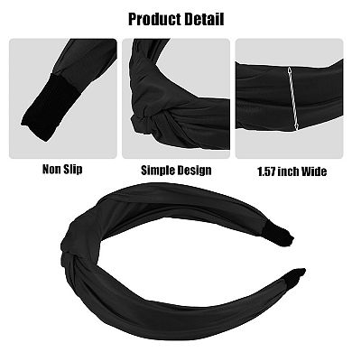 1 Pcs Faux Leather Knotted Headband Hairband for Women 1.57 Inch Wide