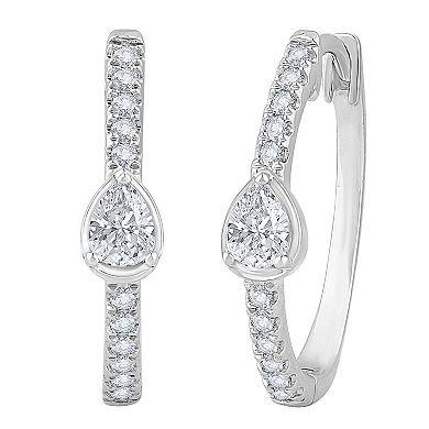 Diamond Medley 14k White Gold 1/2 Carat T.W. Lab-Grown Diamond Hoop Earrings