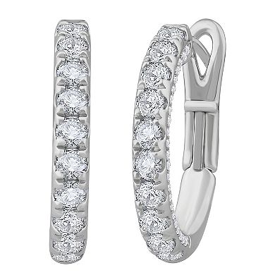 Diamond Medley 14k White Gold 1 9/10 Carat T.W. Lab-Grown Diamond Hoop Earrings