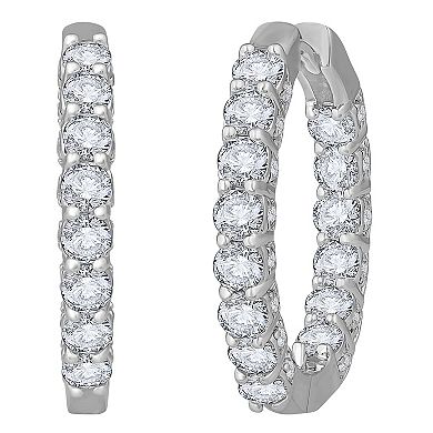 Diamond Medley 14k White Gold 2 9/10 Carat T.W. Lab-Grown Diamond Hoop Earrings
