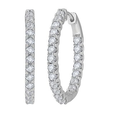 Diamond Medley 14k White Gold 2 Carat T.W. Lab-Grown Diamond Hoop Earrings