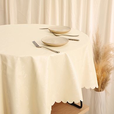 Round Pvc Wrinkle-resistant Washable Suitable Restaurant Table Cover 1 Pc, 63" X 63"