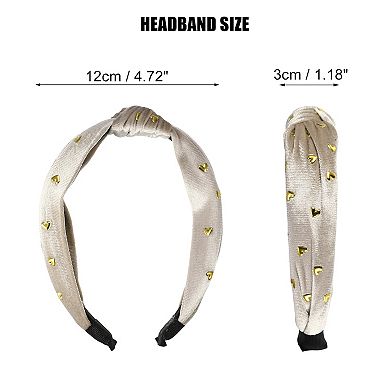 1 Pc Velvet Heart Shape Stud Knot Headband Women Hairband 1.18" Wide