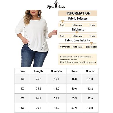 Plus Size Top For Women Waffle Knit Shirt Causal Round Neck Tops