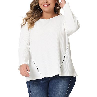 Plus Size Top For Women Waffle Knit Shirt Causal Round Neck Tops