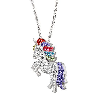 Sterling Silver Multi-Color Crystal Unicorn Necklace