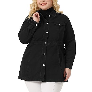 Plus Size Denim Jacket For Women Buttons Long Sleeve Jean Jackets