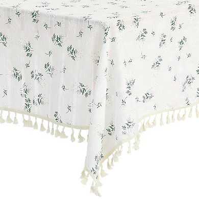 Cotton Linen Flower Dining Room Gathering Rectangle Tablecloth 1 Pc, 55" X 55"