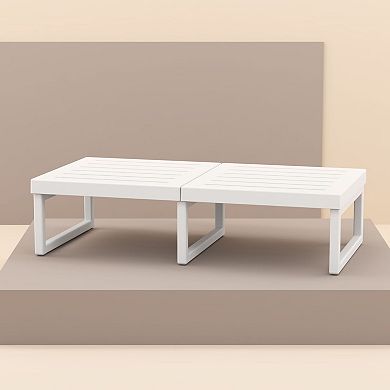 51" White Patio Rectangular Lounge Coffee Table