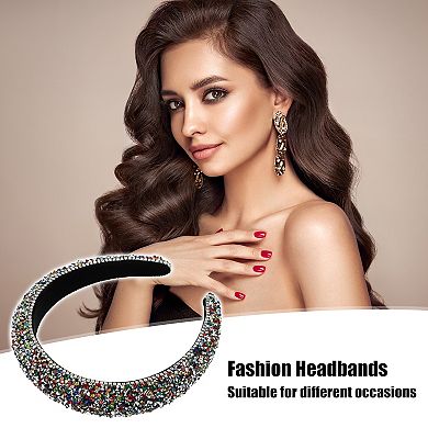 Rhinestone Headband Glitter Padded Hairband Hair Accessories Multicolor 1.18"