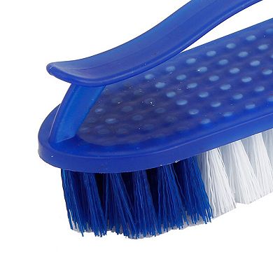 Clothes Shoes White Dark Blue Bristle Plastic Scrub Brush Cleaning Tool