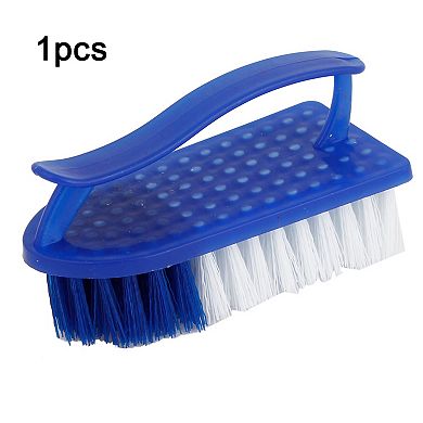 Clothes Shoes White Dark Blue Bristle Plastic Scrub Brush Cleaning Tool