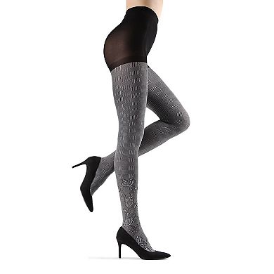 Houndstooth Rose Opaque Tights