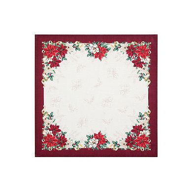 Elrene Home Fashions Poinsettia Garlands Engineered Napkins, Set of 4