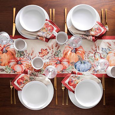 Elrene Home Fashions Botanical Harvest Pumpkin Engineered Table Runner, 13"X70"