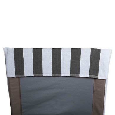 82" Gray and White Striped Rectangular Lounge Chair Beach Towel