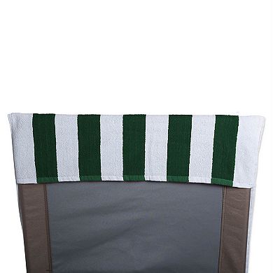 82" Green and White Striped Rectangular Lounge Chair Beach Towel