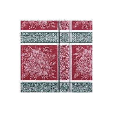 Elrene Home Fashions Poinsettia Plaid Jacquard Plaid Napkins, Set of 8