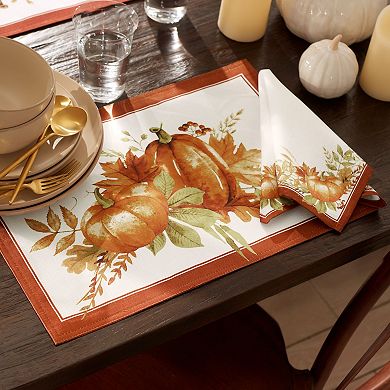 Elrene Home Fashions Autumn Pumpkin Grove Fall Placemat, Set of 4