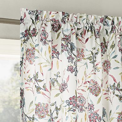 No. 918 Lily Garden Watercolor Floral Semi-Sheer Rod Pocket Curtain Valance or Window Curtain Panel