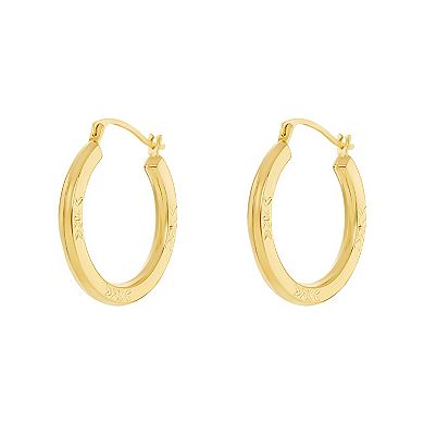 PRIMROSE 14k Gold Diamond-Cut Hoop Earrings