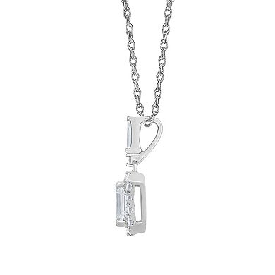 Diamond Medley 14k White Gold 3/4 Carat T.W. Lab-Grown Diamond Halo Pendant Necklace