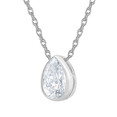 Diamond Medley 14k White Gold 1 Carat T.W. Lab-Grown Diamond Solitaire Pendant Necklace